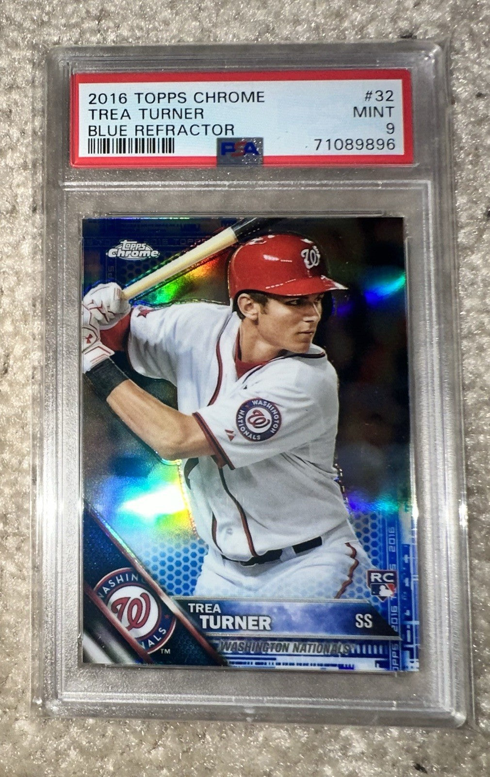 2016 Topps Chrome BLUE REFRACTOR Trea Turner RC # 32 PSA 9 #/ed 150