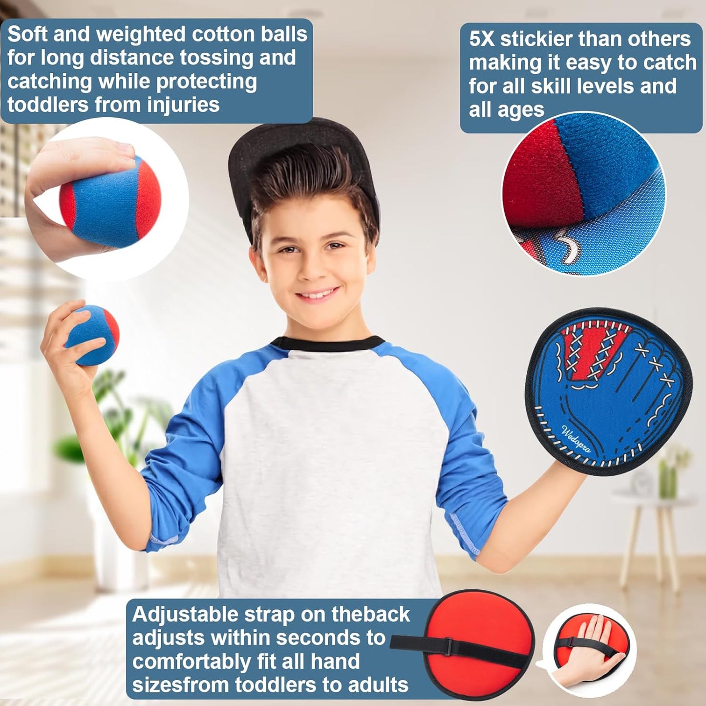 Toss and Catch Ball Game, Kids Toddler Baseball Glove & Catch Ball Toys, Kids Ou