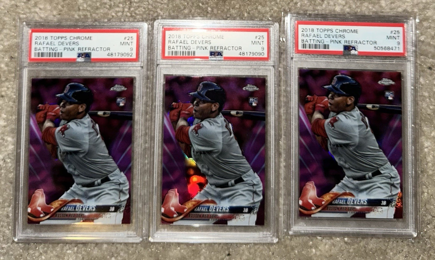 2018 Topps Chrome PINK REFRACTOR Rafael Devers RC #25 PSA 9