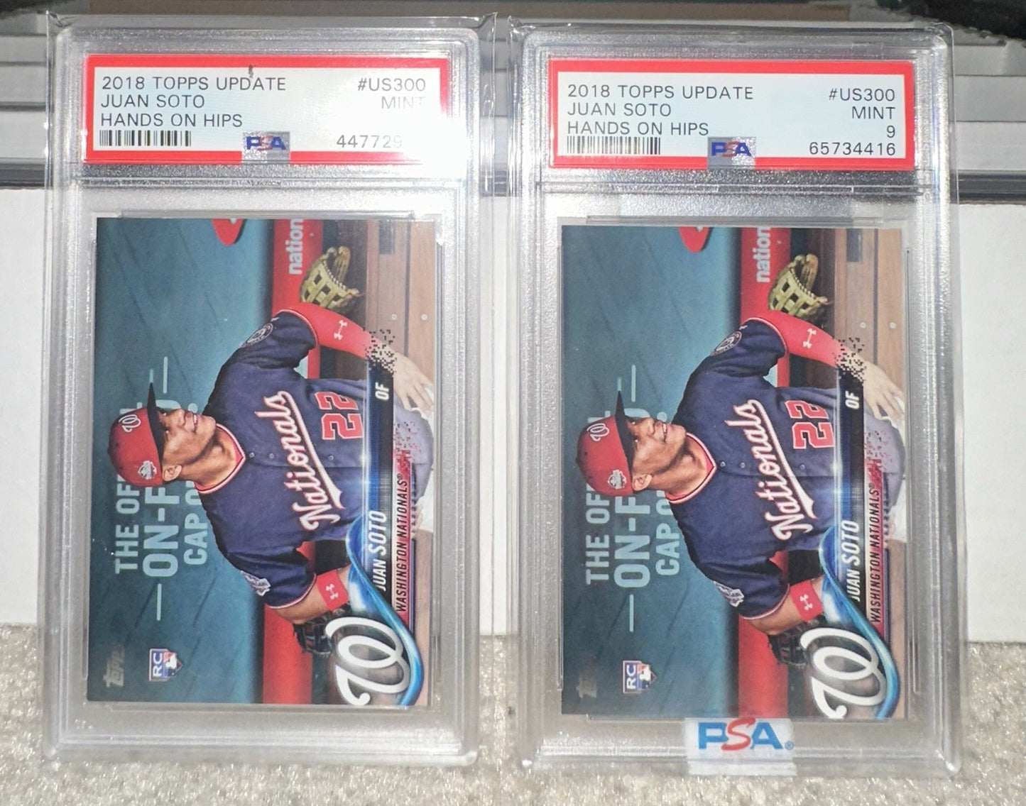 2018 Topps Update HANDS ON HIPS SP Juan Soto RC #US300 PSA 9