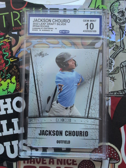 10PSA/CCG GEM MINT 2022 Leaf Draft Silver Rookie Jackson Chourio