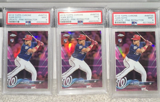 2018 Topps Chrome PINK REFRACTOR Juan Soto RC #HMT55 PSA 9
