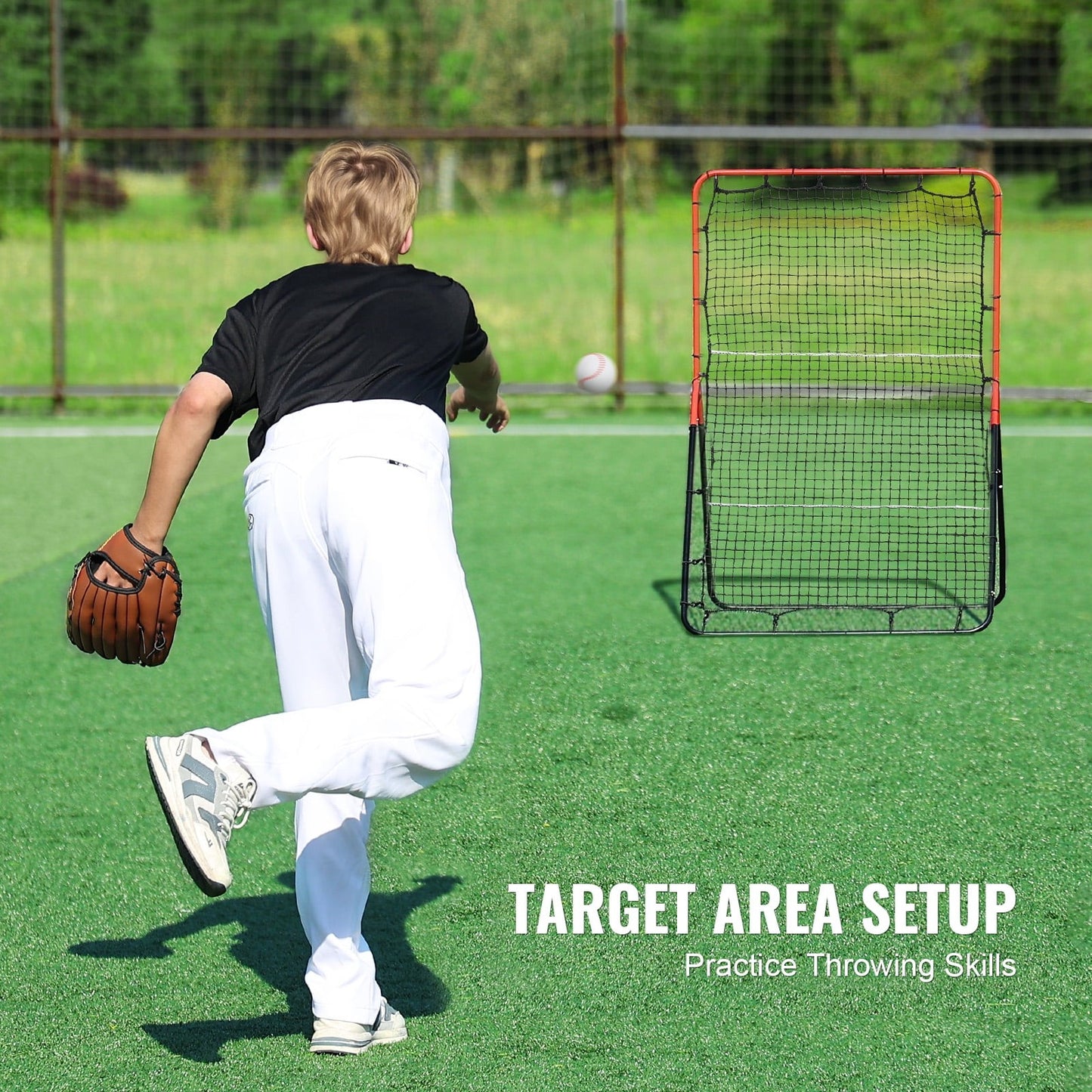 KFFKFF Baseball Rebound Net 3x4.5ft – Multi-Angle Pitchback for Fielding Drills