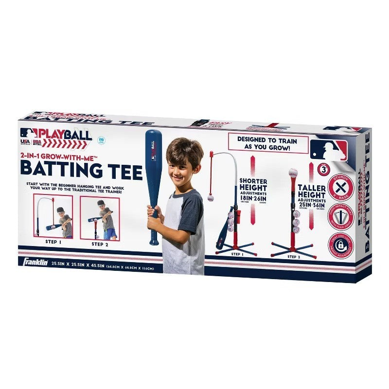 Franklin Sports MLB Playball 2 in 1 Grow With Me Batting Tee: Toy Set for Kids