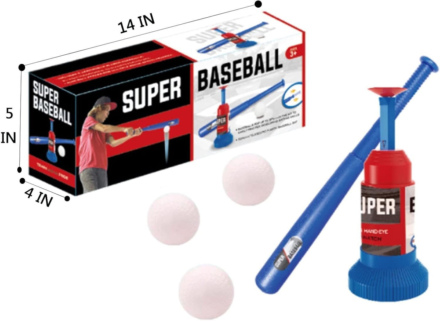 Kids Baseball Pop Up T Ball Set for Kids Includes 3 Balls Games Ages 3-12