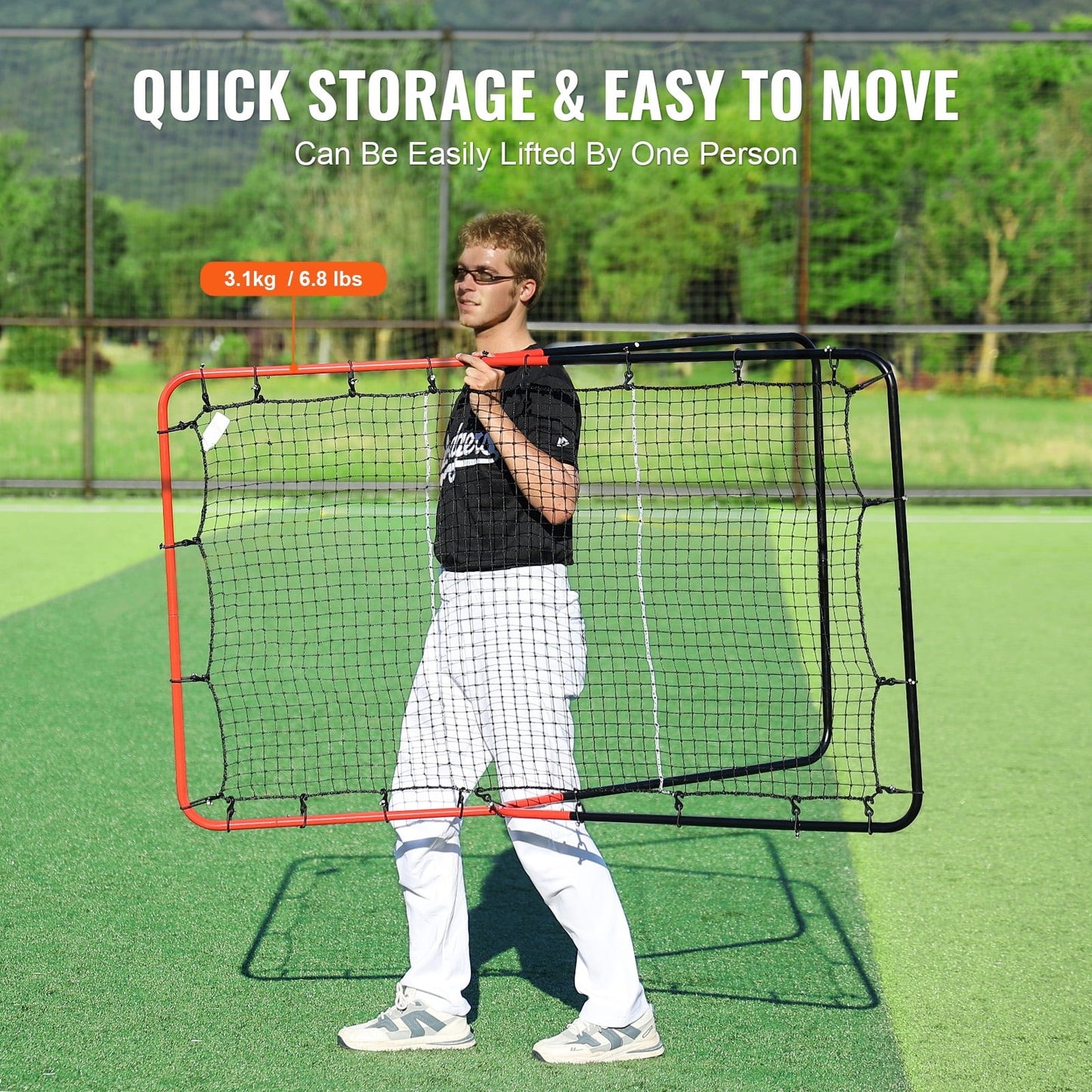 KFFKFF Baseball Rebound Net 3x4.5ft – Multi-Angle Pitchback for Fielding Drills