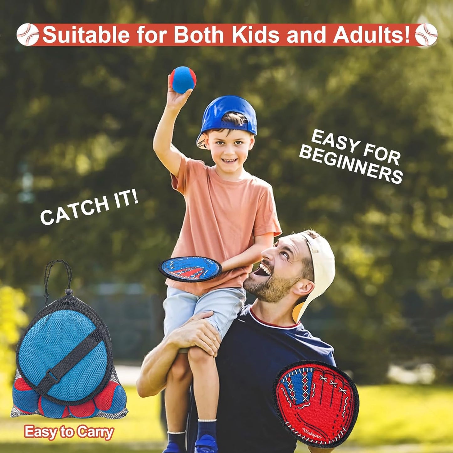 Toss and Catch Ball Game, Kids Toddler Baseball Glove & Catch Ball Toys, Kids Ou