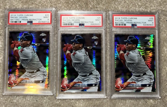 2018 Topps Chrome PRISM REFRACTOR Rafael Devers RC #25 PSA 9