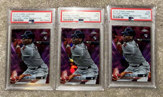 2018 Topps Chrome PINK REFRACTOR Rafael Devers RC #25 PSA 9