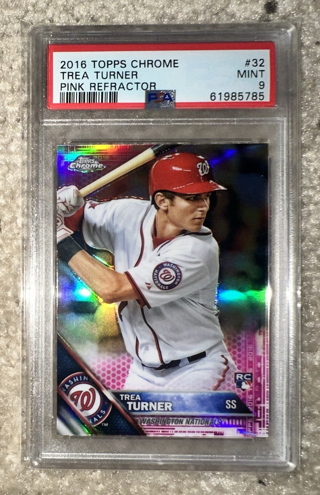 2016 Topps Chrome PINK REFRACTOR Trea Turner RC #32 PSA 9￼