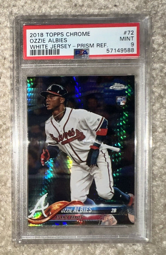 2018 Topps Chrome PRISM REFRACTOR Ozzie Albies RC #72 PSA 9