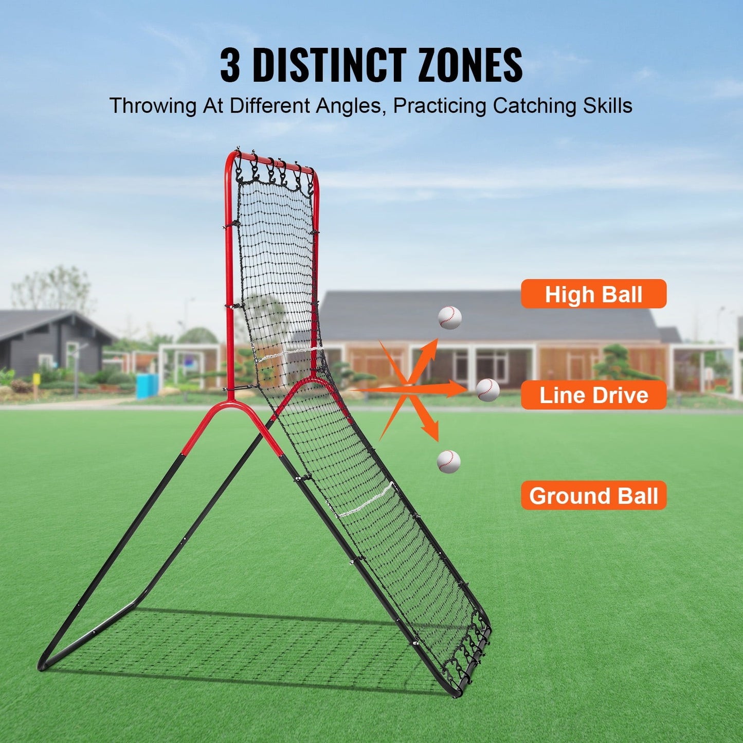 KFFKFF Baseball Rebound Net 3x4.5ft – Multi-Angle Pitchback for Fielding Drills