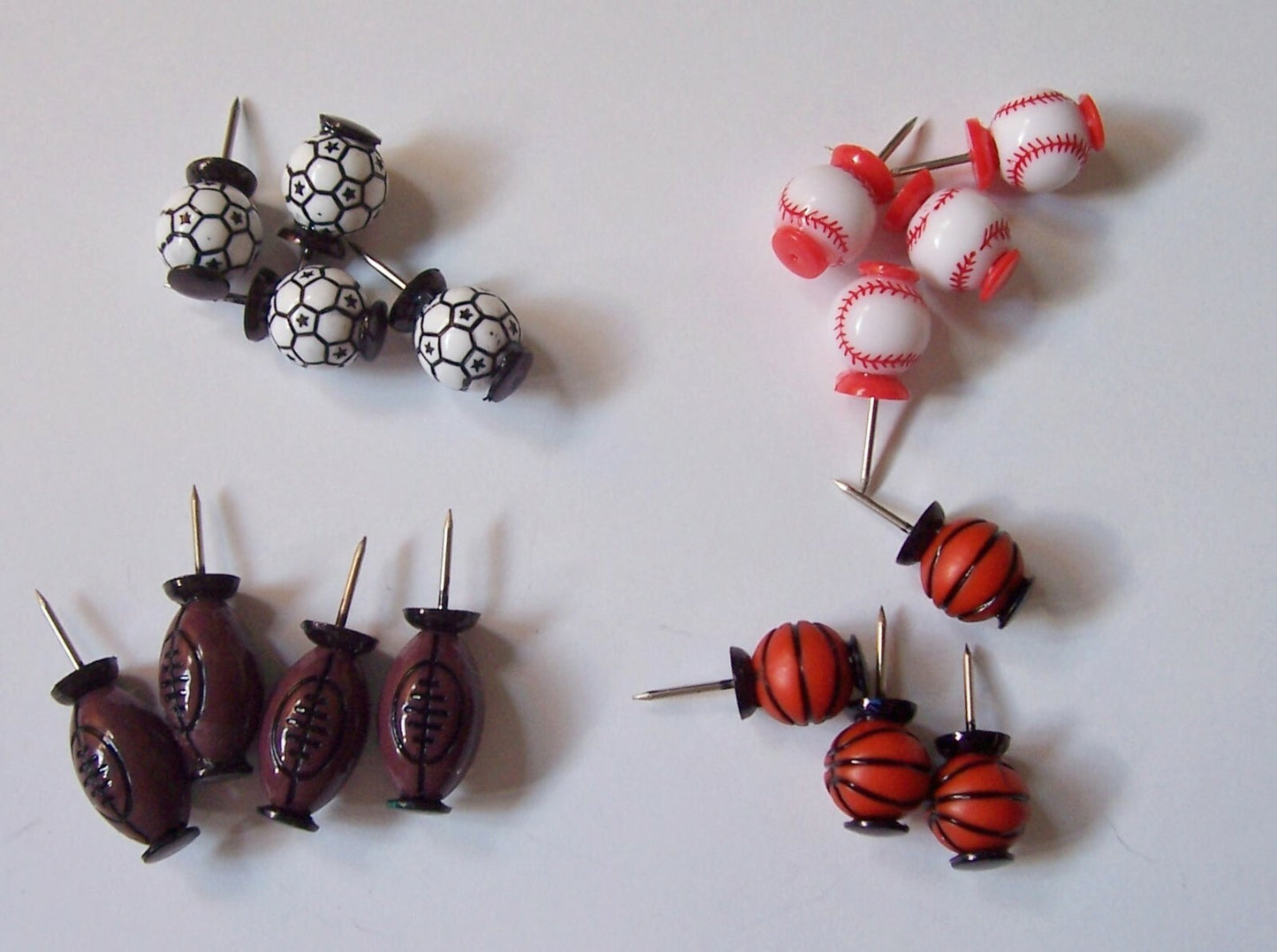 Set of 4 Sport Ball Decorative Push Pin/Thumbtack 5 Styles including mix