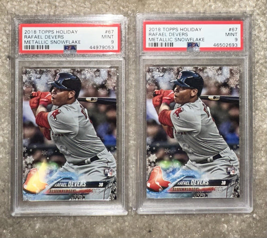 2018 Topps Holiday METALLIC SNOWFLAKE Rafael Devers RC #67 PSA 9