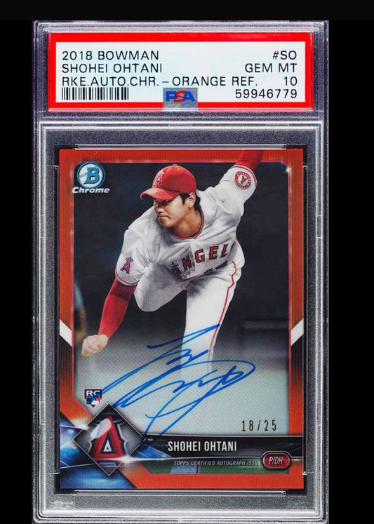 2018 Bowman Orange Refractor Shohei Ohtani /25 Rookie AUTOGRAPH PSA 10 - CHASER